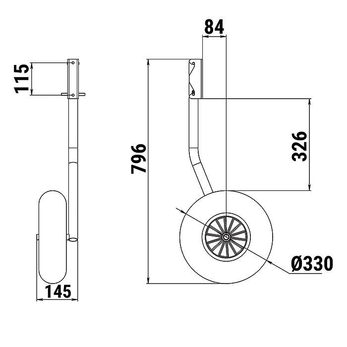 Комплект колес транцевых быстросъёмных для НЛ типа "Ротан" усиленные (310 мм) в интернет-магазине Снегоход Буран