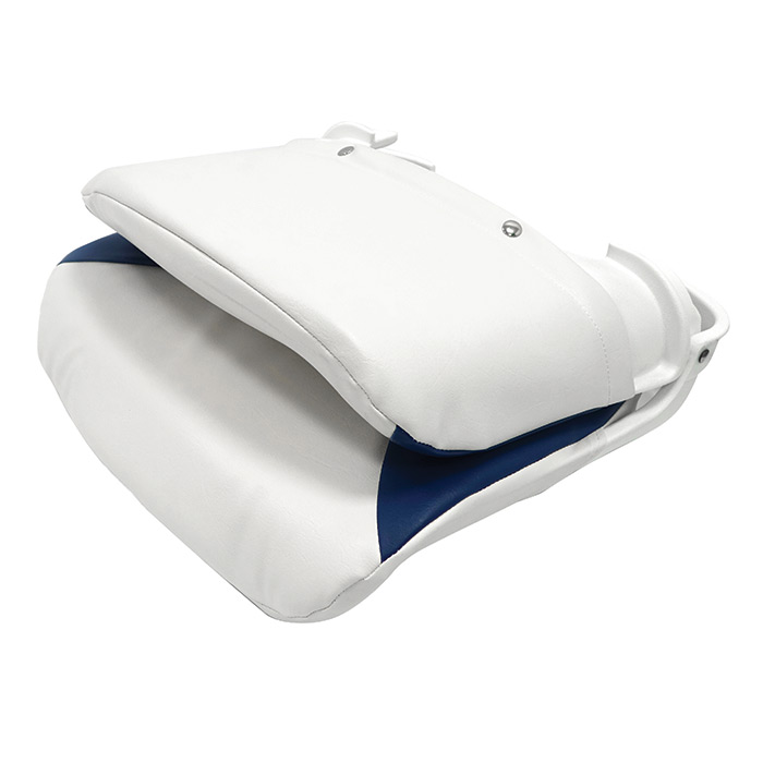 Сиденье пластмассовое складное с подложкой Deluxe All Weather Seat, бело-синее в интернет-магазине Снегоход Буран