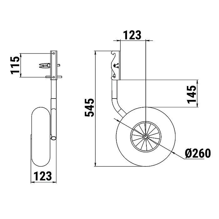 Комплект колес транцевых откидных с защелкой для НЛ 260 мм в интернет-магазине Снегоход Буран