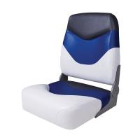 Сиденье мягкое складное Premium High Back Boat Seat, бело-синее в интернет-магазине Снегоход Буран
