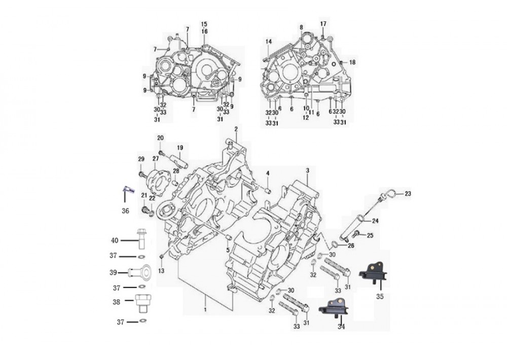 Картер двигателя (600cc) правая половина (100201-102-0000) в интернет-магазине Снегоход Буран