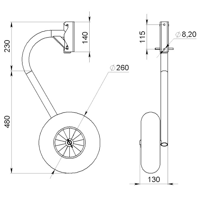Комплект колес транцевых быстросъёмных для НЛ типа "Солар" (260 мм) в интернет-магазине Снегоход Буран