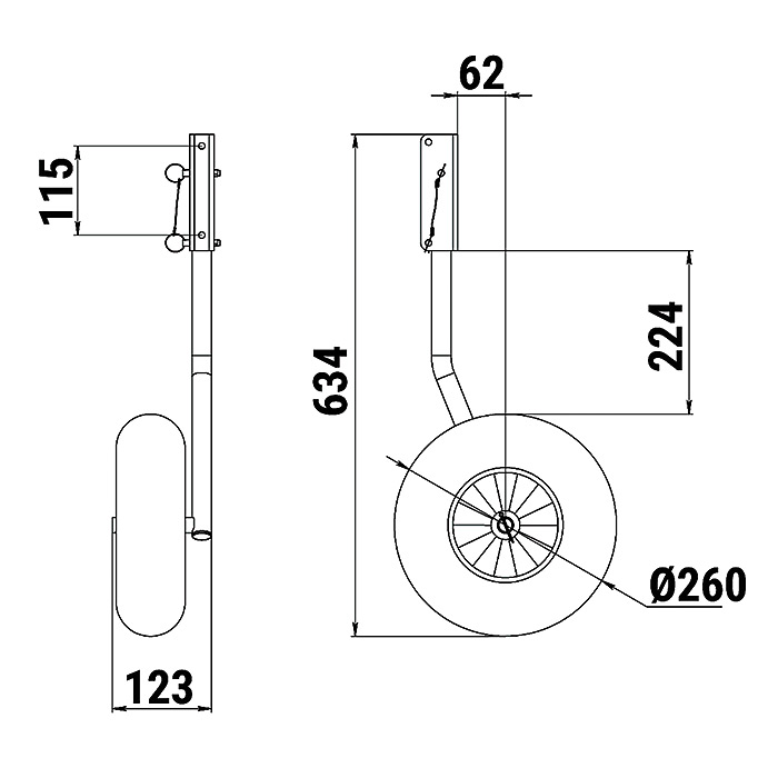 Комплект колес транцевых удлиненных для НЛ типа "Ротан" 260 мм. в интернет-магазине Снегоход Буран