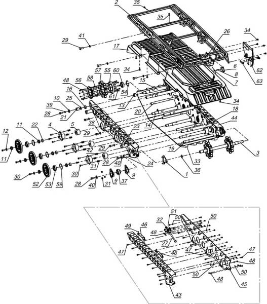 Кожух цепи внутренний M10100226 в интернет-магазине Снегоход Буран