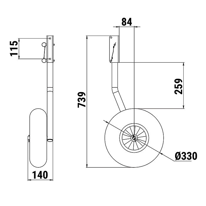 Комплект колес транцевых удлиненных усиленных для НЛ типа "Ротан" 310 мм в интернет-магазине Снегоход Буран