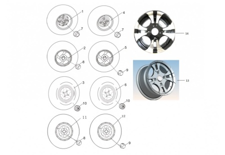 Диск колесный R104 II (12х7.5), задний, алюмин.сплав (41203-058-0000) в интернет-магазине Снегоход Буран