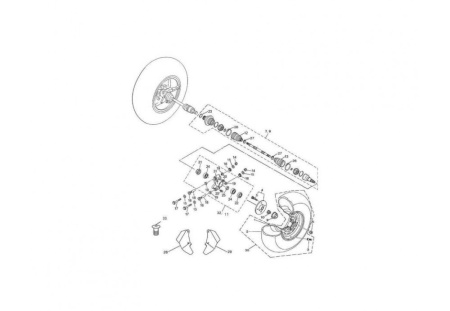 Колесо в сборе (шина AT25x10-12 (WANDA) + диск12х7.5,алюмин.сплавF105) (41200-055-0002) в интернет-магазине Снегоход Буран